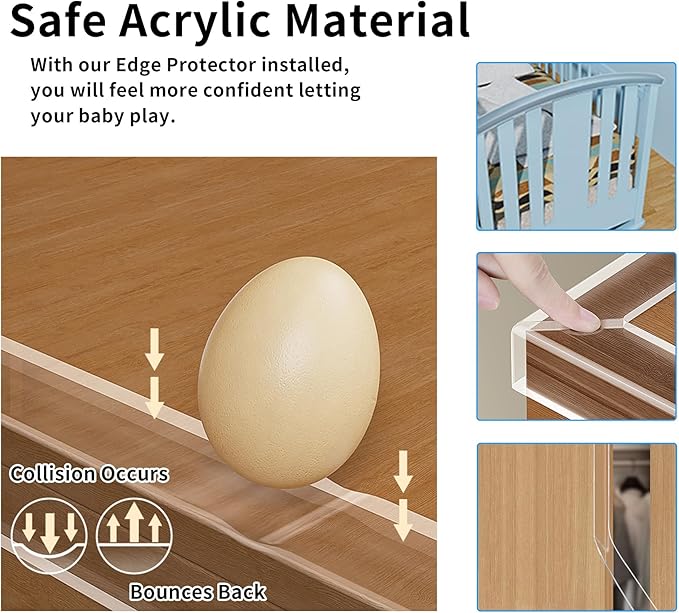 13.12 FT Edge Corner Protector Baby Proofing,Soft Clear Furniture Table Corner Guard & Edge Safety Cabinet Door Bumper,Crib Bumpers,Wall Protector(Width 2.6 in，Thickness 0.08 in)