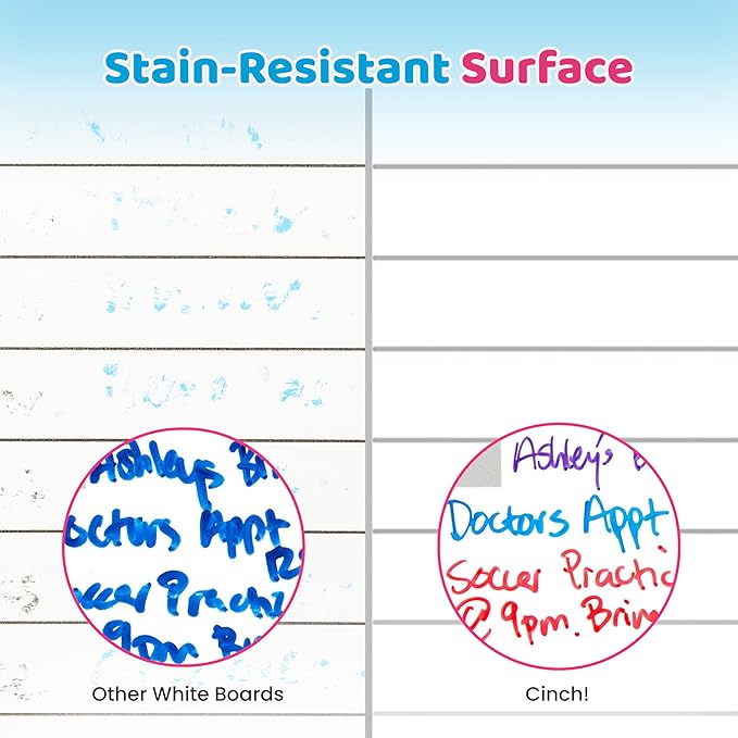 Cinch Magnetic Dry Erase Calendar & Chores Chart for Kids Bundle for Fridge: 2 Boards Included 17"x12", 6 Fine Tip Markers & Large Eraser w/Magnets, Chore Chart Magnetic Board for Kids and Adults