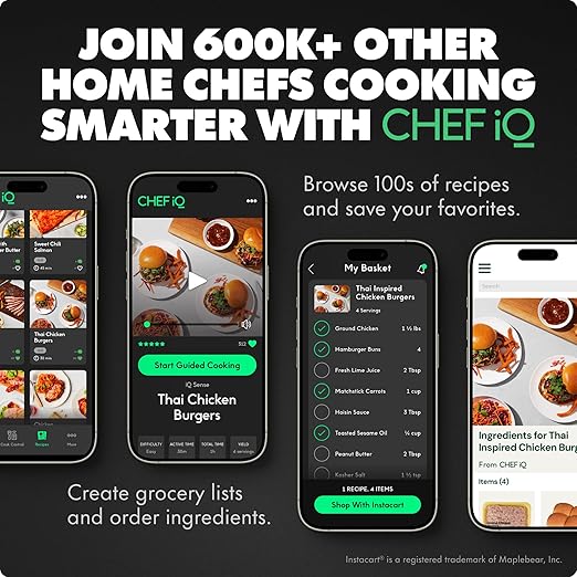 CHEF iQ Sense | Smart Wireless Meat Thermometer | Ultra-Thin Probe | WiFi Unlimited Range | 1000°F Heat Safe | 5 Sensors | BBQ, Grill, Oven, Smoker, Air Fryer | Gen3