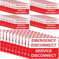 LEIFIDE 50 Pack NEC Compliant Emergency Disconnect Sticker 5"x 3.5" Emergency Disconnect Service Warning Sticker Shut Off Sign Uv-Resistant Electric Panel Labels Vinyl Waterproof for Indoor Outdoor