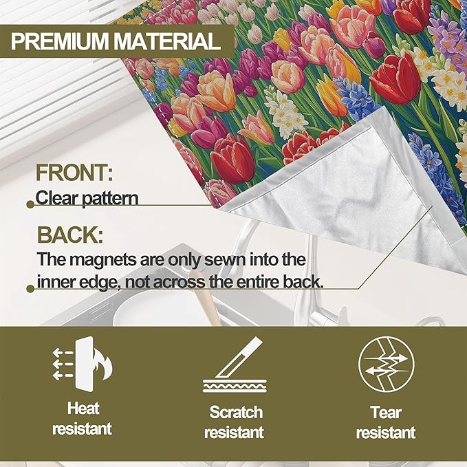 Colorful Tulips Magnetic Dishwasher Cover,Dishwasher Covers for The Front Magnetic Dishwasher Panel Decal Cover for Kitchen 23x26inch