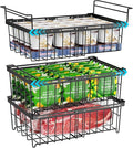 iSPECLE Deep Freezer Organizer Bins for 10 to 20 Cu.Ft, 3 Pack Stackable & Hanging Baskets, Expandable Metal Wire Storage System, Fits 17.5"-22.6" Width, Chest Freezer Only, Black