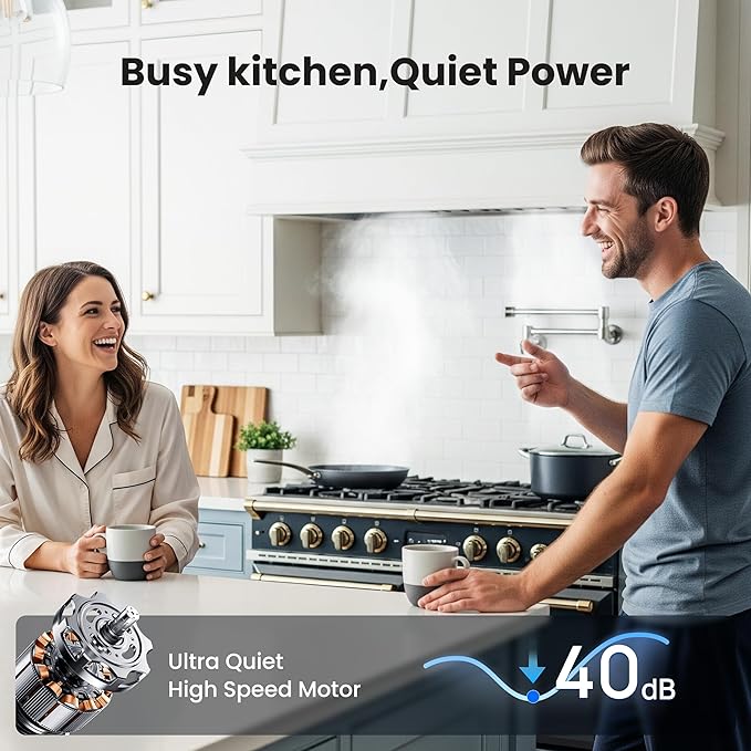 VIKIO HOMERange Hood Insert/Built-in 36 Inch, Kitchen Hood with 980 CFM, 3-Speed, Ducted/Ductless Convertible, Stainless Steel Vent Hood/Gesture/Touch Control, 3 Pcs Baffle Filters with Handlebar