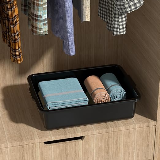 Sadstory 8 L Small Plastic Commercial Bus Tubs, Food Service Bus Tub Box, 5 Packs, Black
