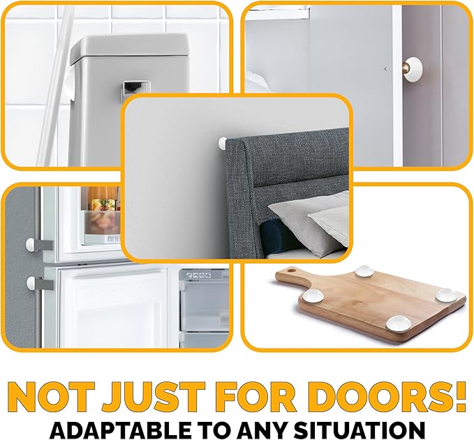 Ducki Door Stop Wall Protectors, 8 Pack White, Self Adhesive Reusable Solution for Stopping Wall Damage & Noise from Doors, Refrigerators, & in Your Home or Office, Durable Shock Absorbent & Discreet
