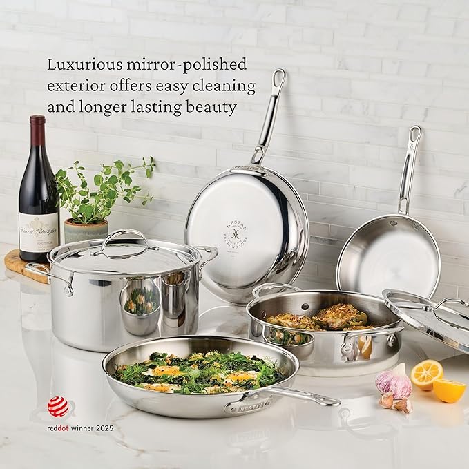 Hestan ProBond Luxe 3-Quart Soup Pot with Lid, Professional Clad Stainless Steel, ProCore Tri-Ply Clad Construction, Polished Exterior, Induction & Oven Safe