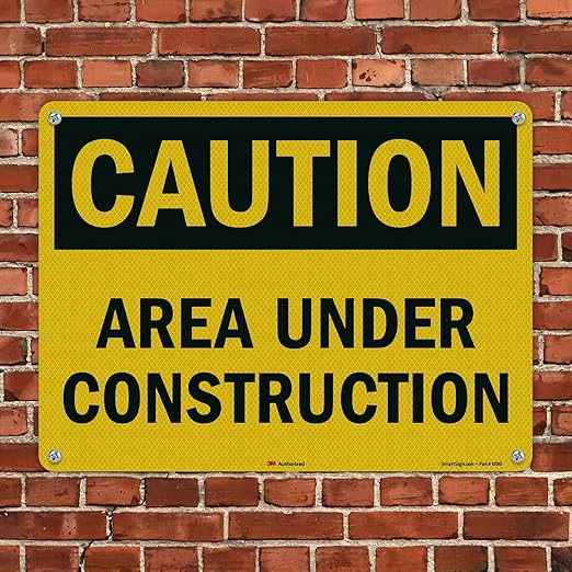 SmartSign "Caution - Area Under Construction" Sign | 18" x 24" 3M High Intensity Grade Reflective Aluminum