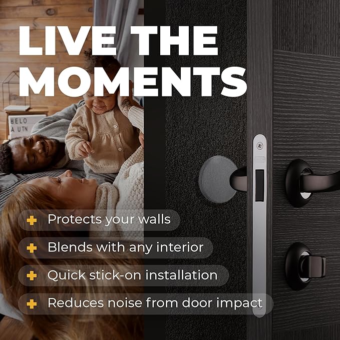 Large 2" Door Knob Wall Protectors – 6 Clear Self-Adhesive Silicone Bumper Pads in Hemispherical Shape – Noise Dampening Wall & Furniture Guards by VELLAX