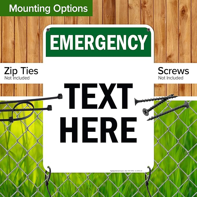 Custom Emergency Sign, OSHA Sign, 18x24 Inches, 55 mil thick HDPE (high density polyethylene), Made in USA by My Sign Center