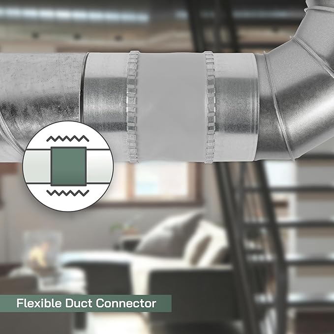 Vent Systems 10" Inch Flexible Vibration-Reducing Female Fit Duct Connector – Galvanized Steel HVAC Ducting for Joining Two Male Duct Fittings – Dust Collection Fittings Inline Noise-Reducing Coupler
