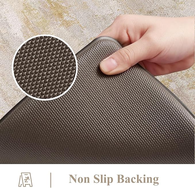 Collive Anti Fatigue Mats for Kitchen Floor, Abstrac Non Slip Kitchen Rugs Sets of 2 Cushioned Modern Desk Mat, Waterproof Comfort Standing Mat for Sink, Home Decor, 20" x 47" + 20" x 32", Beige/Cream