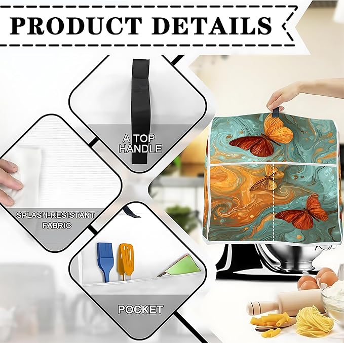 Mixer Dust Cover for 6-8 Qt Stand Mixer, Cloth Cover with 2 Storage Pockets for Stand Mixer Protective Covers Large for 6-8 Quart Mixer