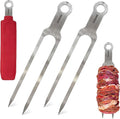 Double Skewers 14.4" Stainless Steel Heavy Duty Double Prong Skewers for BBQ Kabob Shawarma Meat Fish Chicken Accessories for Grill Master Arsenal Stocking Stuffers - 2 Units