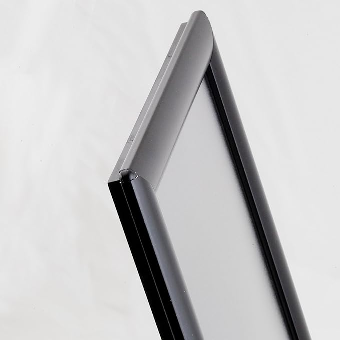 M&T Displays Opti Snap Poster Frame 8.5x11 Inch Black 1" Aluminum Profile Front Loading Wall Mounting Photo Picture Document Certificate Sign Holder Mitered Corner Anti Glare Cover (2 pack)