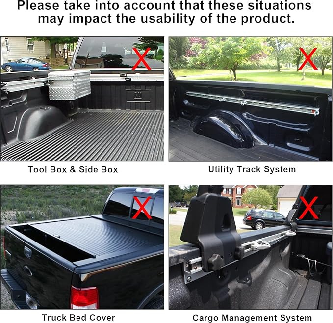 Non-Drilling Aluminum Truck Rack, Heavy Duty Width and Height Extendable Truck Bed Ladder Rack, Fit for Max 66" Wide Truck Bed, 600 lb. Capacity