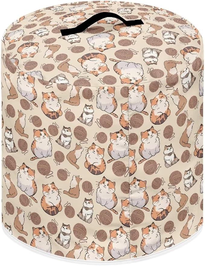 TODIYADDU Woolen Cat Pressure Cooker Cover with Handle and Storage Pocket for Extra Accessories Portable Kitchen Small Appliance Dust Cover Protective Case Cover for Air Fryer Toaster Accessories