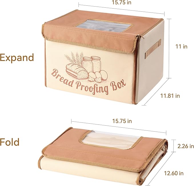 Bread Proofing Box with 68–131℉ Temp Control & 99H Timer, Folding Bread Proofer for Dough Fermentation, Homemade Pizza, Yogurt and Fermented Foods