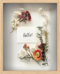 FrameWorks 16" x 20" Original Natural Oak Wooden Shadow Box Frame – Soft Felt Back, Tempered Glass, and Included Elegant White Ball Push Pins