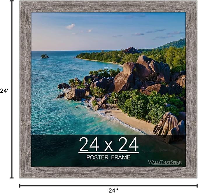 wallsthatspeak 24x24 Gray Barnwood Picture Frame for Puzzles Posters Photos or Artwork