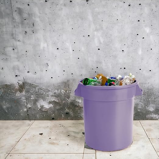 PRO&Family Commercial Round Trash Can, Ingredient Bin, Heavy-Duty Plastic, Anti-Static, Kitchen, Office, Outdoor Use (Purple, 20 Gallon)