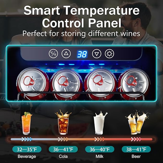 Kalamera Beverage Refrigerator, 15 inch Under Counter Beer Fridge for 104 Cans w/ 32-41℉ Temperature Range, Drink Fridge with Stainless Steel Door…