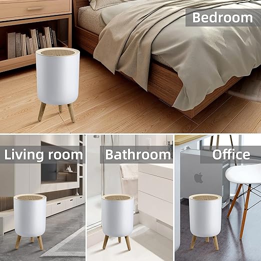 Bathroom Trash Can with Lid,1.8 Gallon Modern Office Trash Can for Near Desk Bedroom Garbage Can Waste Basket with Push Top,Nordic Small Trash Bin for Living Room,Nursery,Dog Proof Trash Can