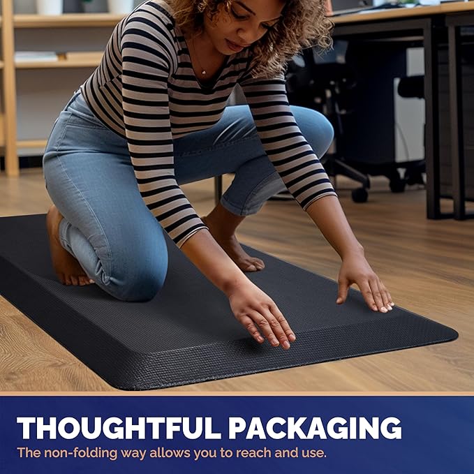 FEATOL Anti Fatigue Mat for Standing, 9/10 Extra Thick Ergonomic Standing Desk Mat, Comfort & Durable Memory Foam Standing Mat at Home,Office All Day (17" x 24", Black, 2PC)