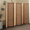 6 Panel Bamboo Room Divider and Folding Panel Screen,Bamboo Panel Divider for Room Separation,Brown,67" H x 92.1" W