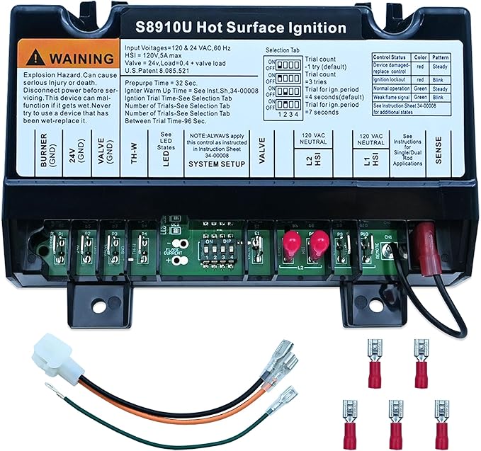 Upgraded S8910U3000 Universal Hot Surface Ignition HIS Control Module, Compatible with Honeywell S8910U3000