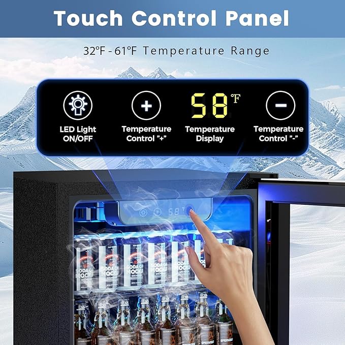 Mini Fridge 130 Can Beverage Refrigerator Cooler, 3.1 Cu.Ft Drink Fridge for Soda Wine Beer, Adjustable Temperature Control for Home Office, Black