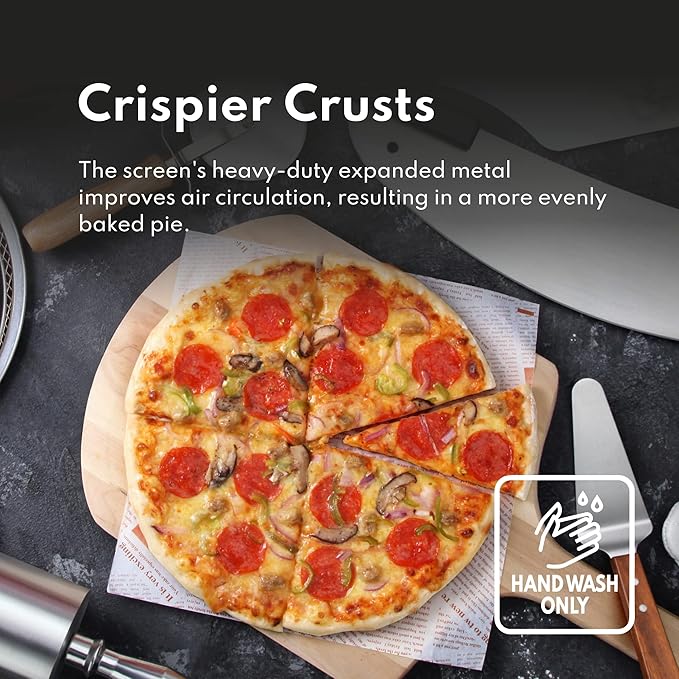 New Star Foodservice 50677 Restaurant-Grade Aluminum Pizza Baking Screen, Seamless, 12-Inch