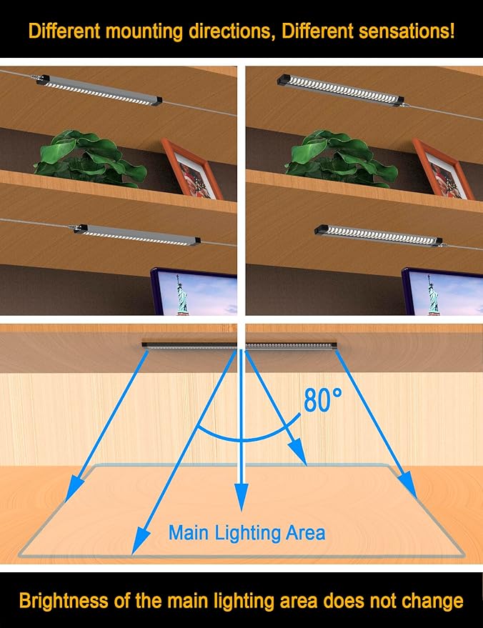 EBD LED Light Bar Built-in Adjustable Cable 12 Pcs Corner Input Under-Counter Light fixtures Work Bench linkable Touch Lights 3000K 5400 Lm Super Bright for Pantry Garage Shelves Closet Shelf
