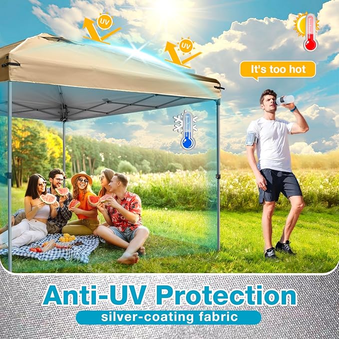 8x8 Canopy Replacement Top Cover with Air Vents for ez up Pop up Canopy Gazebo Tent with Adjustable Straps,Waterproof & Anti-UV for Outdoor Shade (Top Only,Frame Not Included) (Beige)