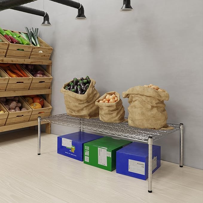 24''W x 48''L x 14''H Chrome Plated Wire Dunnage Rack | Off The Floor Storage
