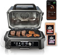 Ninja OG951 Woodfire Pro Connect Premium XL Outdoor Grill & Smoker, Bluetooth, App Enabled, 7-in-1 Master Grill, BBQ Smoker, Outdoor Air Fryer, Woodfire Technology, 2 Built-In Thermometers, Black/Blue