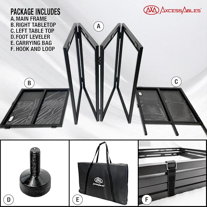 AxcessAbles Portable DJ Table XL – 54” x 27” Music Workstation | 35” Standing Height, 400lb Capacity | Collapsible FOH Sound Desk for DJs, Mixing Consoles, Guitar Techs| Recording Desk | DJ Booth