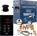 SteamSpa Premium 4.5 KW QuickStart Acu-Steam Bath Generator Package with Built-in Auto Drain in Matte Black Finish|Touch Panel Control System|PRT450MB-A