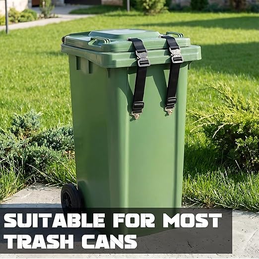 2 Pcs Bear Proof Trash Can Locks, Heavy - Duty Trash Bin Lock, Trash Can Locks for Animals, Trash Can Lid Lock, Secure Lid Lock for Outdoor Indoor Trash Cans to Keep Raccoons Bears Strays Out