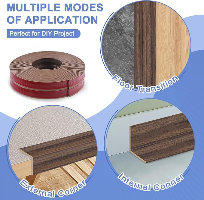 Wall Corner Protector Moulding Trim Peel and Stick Wall Corner Guards Trim Flexible Self Adhesive Edge Protector Moulding, 1.6 in x40 Ft, Smoked Brown Wood