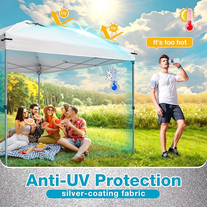 10x10 Canopy Replacement Top Cover with Air Vents for Pop up Canopy Gazebo Tent, with Adjustable Strap, Waterproof & Anti-UV for Outdoor Shade (Frame Not Included) (White)