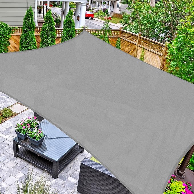 ASTEROUTDOOR Sun Shade Sail Rectangle 16' x 20' UV Block Canopy for Patio Backyard Lawn Garden Outdoor Activities, Gray