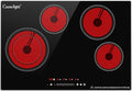 30 Inch Built-In Radiant Electric Cooktop, 4 Burner Smoothtop Stove Top with Expandable Dual Zone, 7200W 240V Hardwired Touch Control, 9 Power Levels, Timer, Child Lock & Hot Surface Indicator