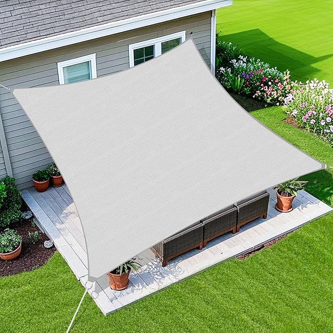 Amagenix Sun Shade Sail 16X26 Curved Edge Outdoor Shade Canopy Light Grey Breathable 95% UV Block Shade Cloth for Patio Garden Backyard (We Make Custom Size)