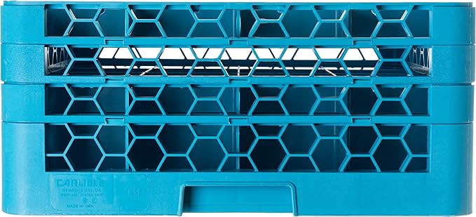Carlisle FoodService Products Opticlean Glass Rack 16 Compartments with 3 Extenders for Kitchens and Restaurants, Plastic, 19.875 x 19.875 x 8.5 Inches, Carlisle Blue