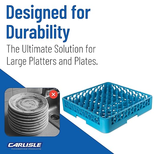 Carlisle FoodService Products OptiClean Peg Dish Rack for Commercial Washing Machines, Tall Peg Plate Rack, Blue (Pack of 6)