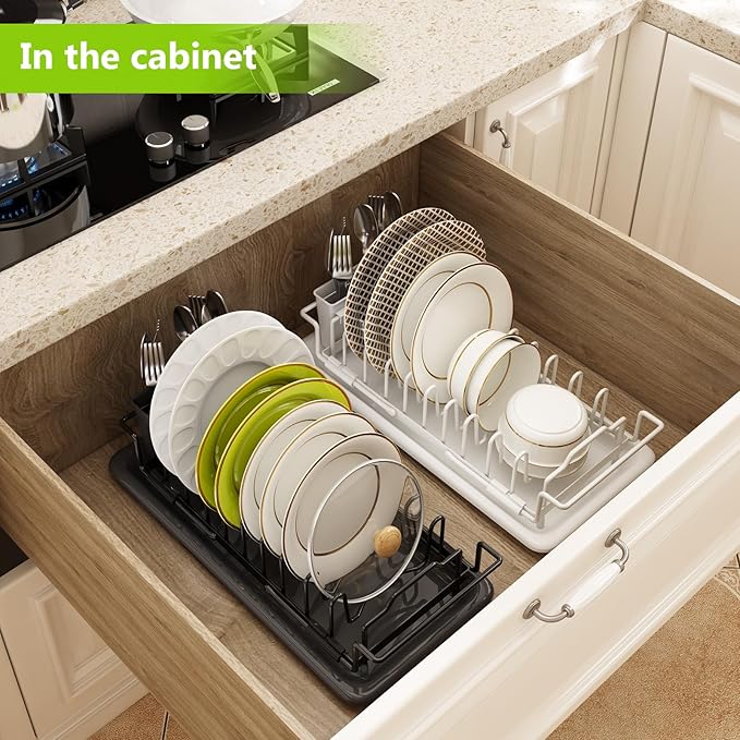 Sink Dish Drying Rack - Expandable Small Dish Rack Dish Drainer for Kitchen Counter with Cutlery Holder, Drying Rack Fit for 15’’-20’’ Kitchen Sink,Ideal for small apartments, RVs, and campers.
