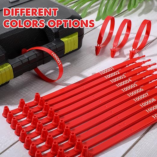 Roowest 1000 Pcs Plastic Truck Trailer Door Seals, Tamper Evident Security Tags, Numbered Safety Disposable Locks for Container Logistics Transport Package Shipping(Red)