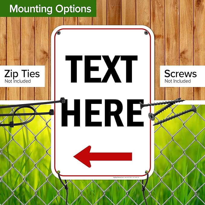 Custom Arrow,Custom Directional Sign, Left Arrow,12x18 Inches, 55 mil thick HDPE (high density polyethylene) Made in USA by My Sign Center