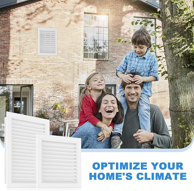 12"x12" Paintable Gable Vent Featuring Aluminum Alloy Screen Design, Ideal for Attic and Shed Premium White Square Vents with Vent Opening: 10"x10"