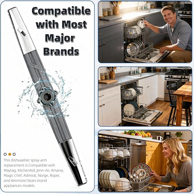 Compatible with Whirlpool, Amana, Ikea Dishwasher Parts Replaces WPW10491331, 2312843, PS11755592 - Dishwasher Spray Arm Replacement Arm-W10491331